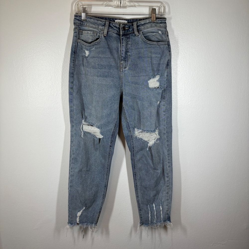 Cello Distressed Denim Jeans Women's Size‎ 5 Light Wash Ripped Frayed Hem
